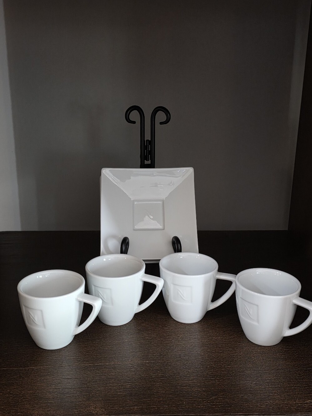 Set of 4 Nespresso Espresso Porcelain Cups & Saucers